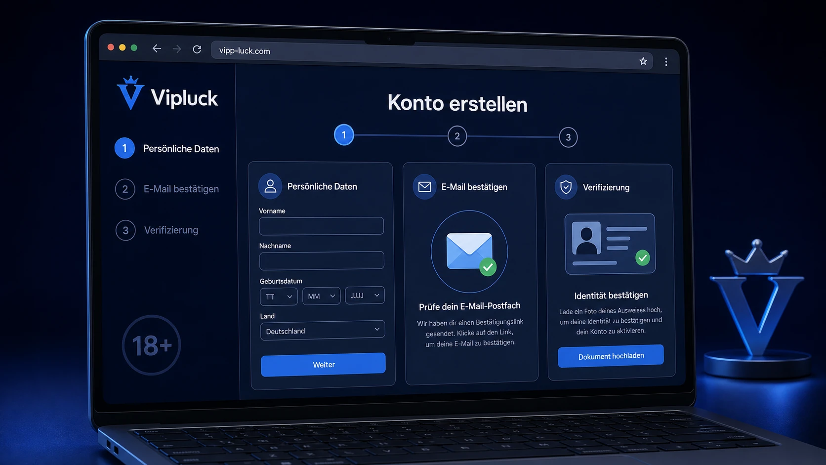 Vipluck Konto erstellen